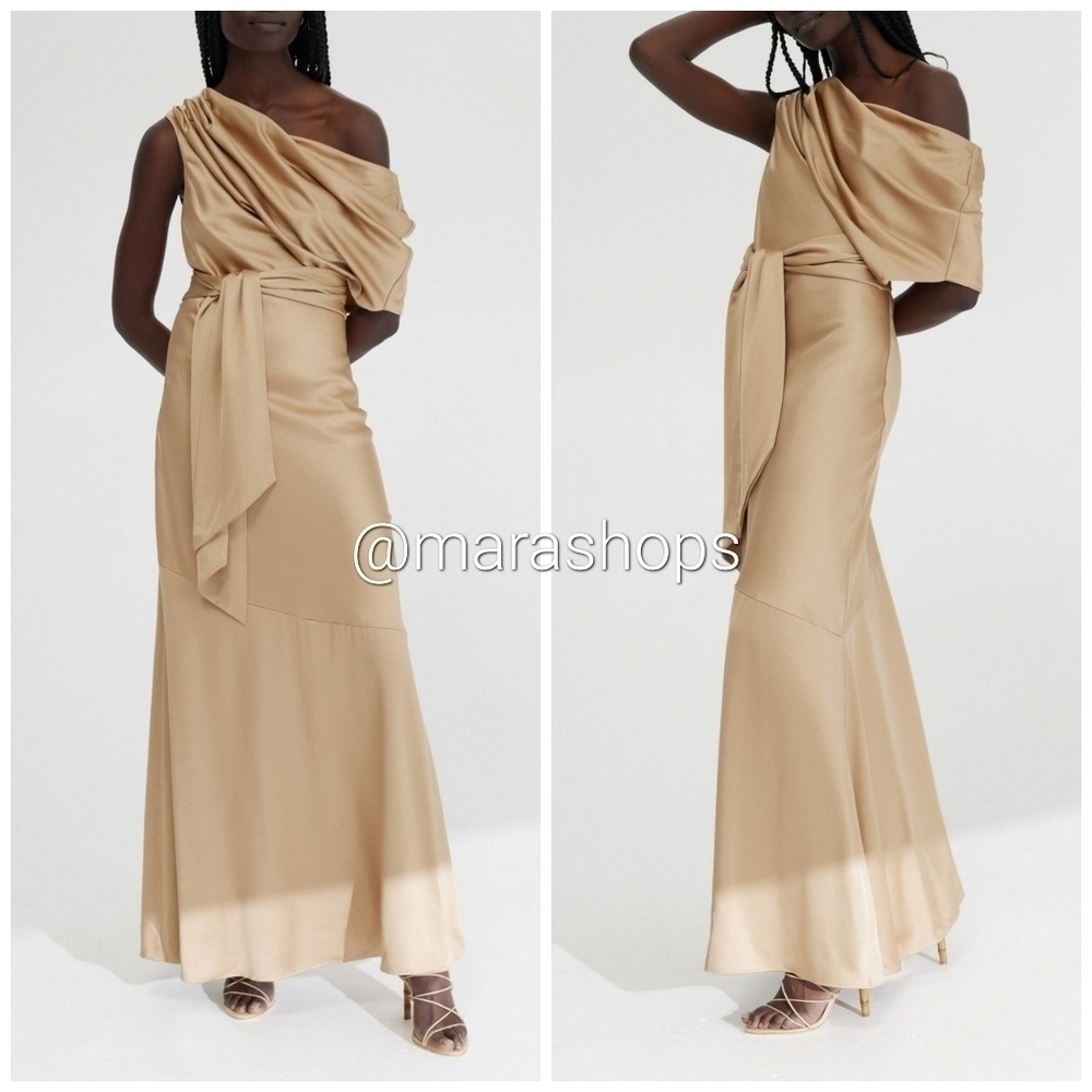 Significant Other Erika Tan Satin Dress - Picture 1 of 10